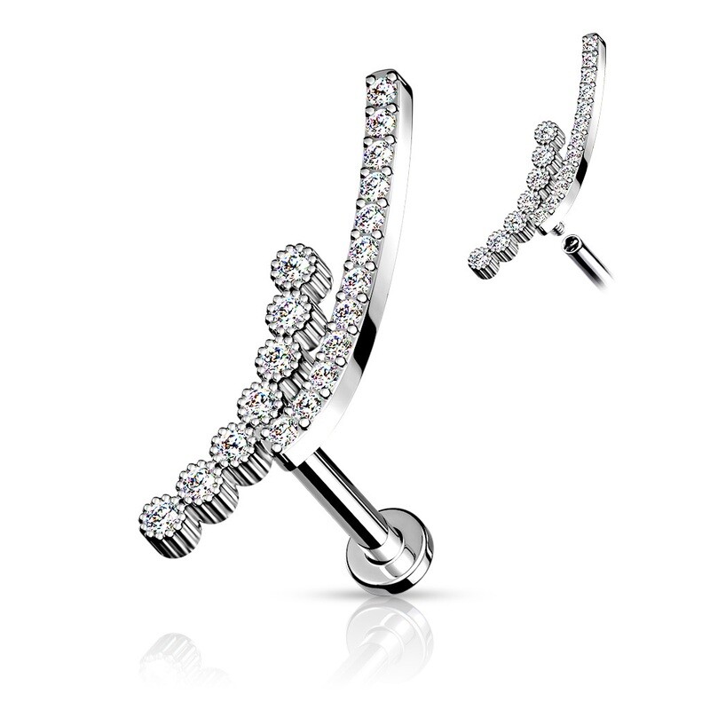 Helix Piercing doppel Kristallbogen silber