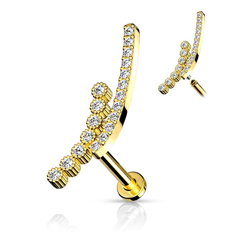 Helix Piercing doppel Kristallbogen vergoldet
