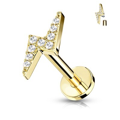 Labret mit Innengewinde Blitz vergoldet