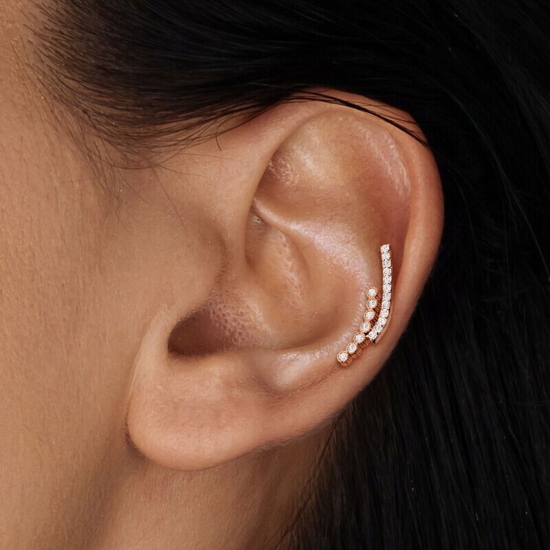 Helix Piercing doppel Kristallbogen vergoldet