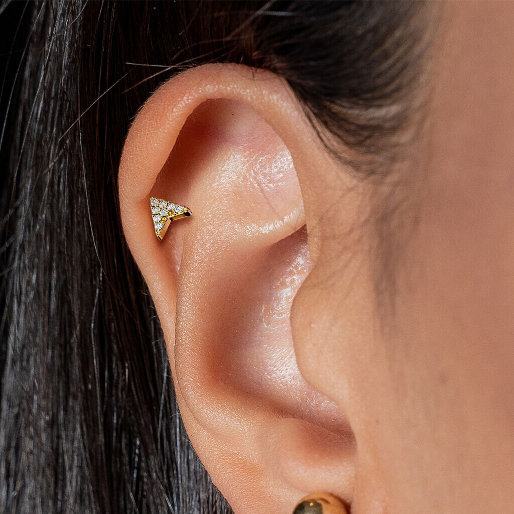 Labret mit Innengewinde Pfeil vergoldet
