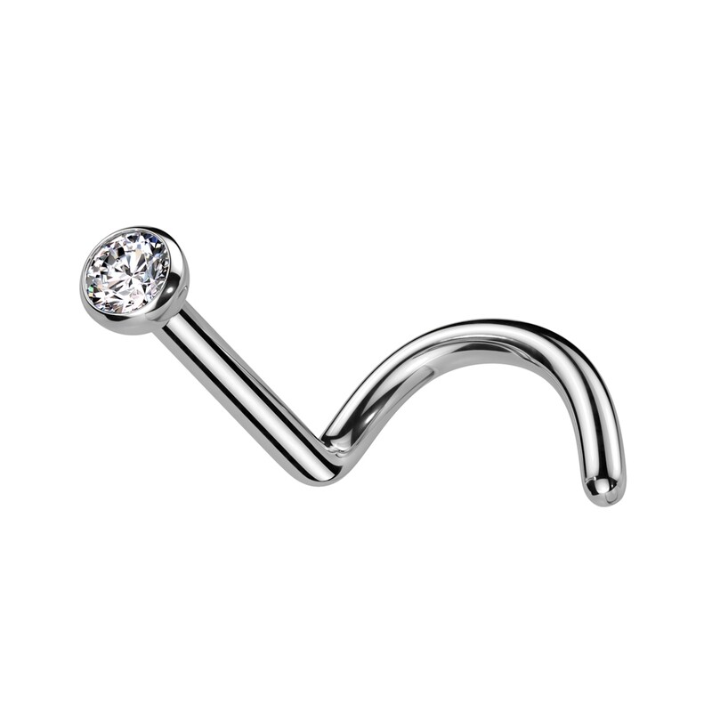 Nasenstecker aus Titan Kristall weiss