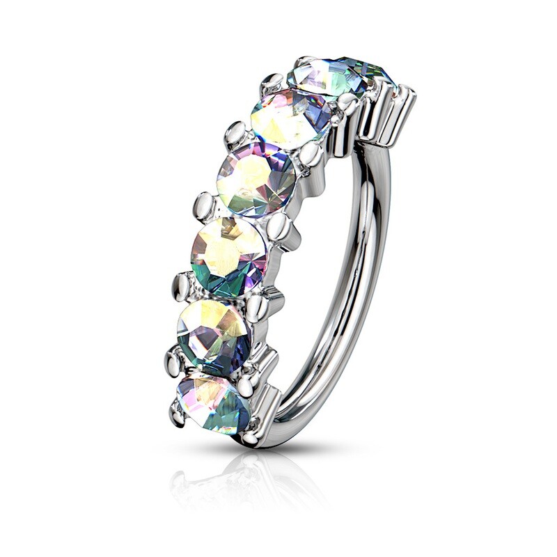 Nasenpiercing Ring sieben Kristallen AB