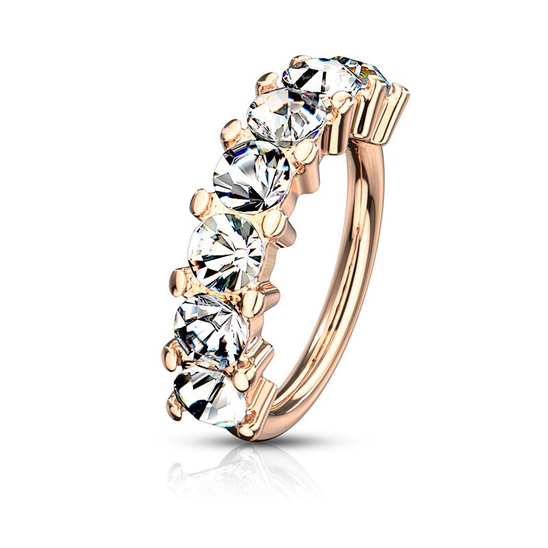 Nasenpiercing Ring sieben Kristallen rosegold