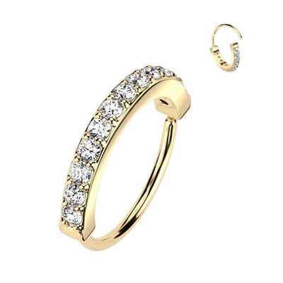 Nasenpiercing Ring einzeiliger CZ Halbkreis 14K