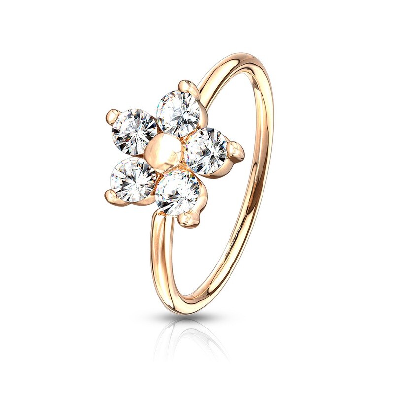 Nasenpiercing Ring Kristallblume 14K rosegold