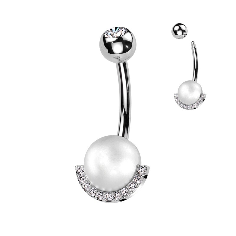 Piercing au nombril boule perlée argenté