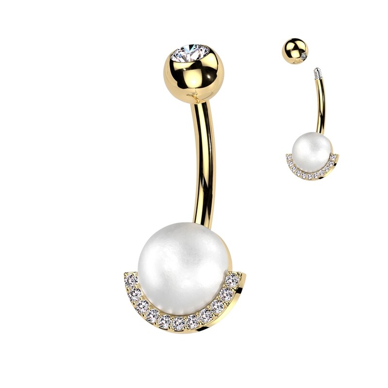 Piercing au nombril boule perlée doré