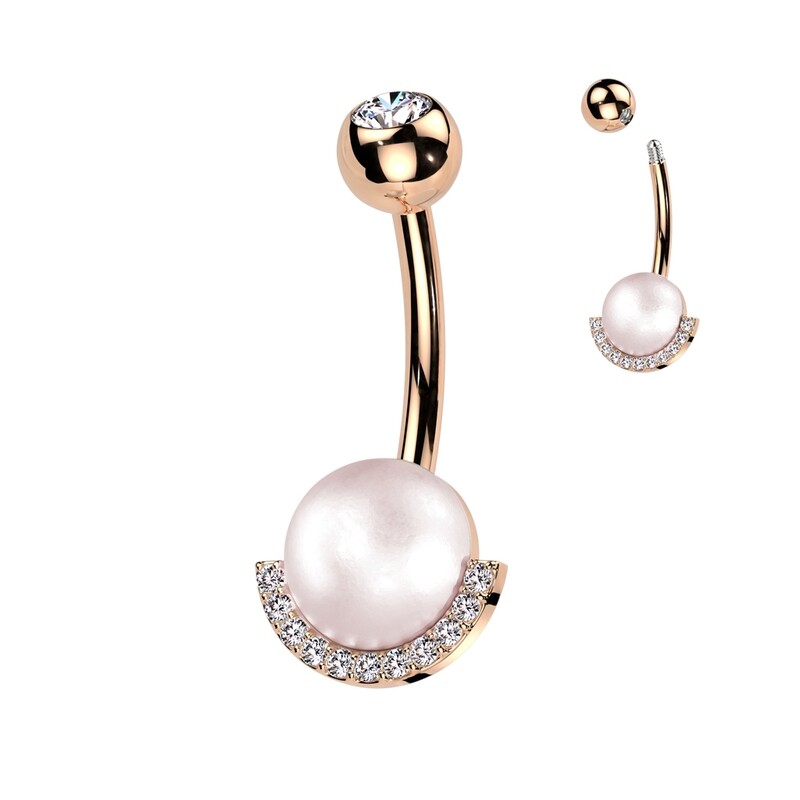 Piercing au nombril boule perlée or rose