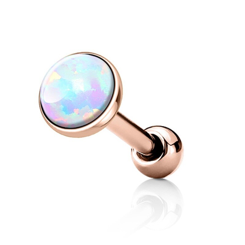 Barbell mit weissem Opal rosegold