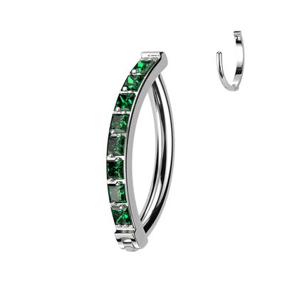 Piercing au nombril anneau CZ carré vert