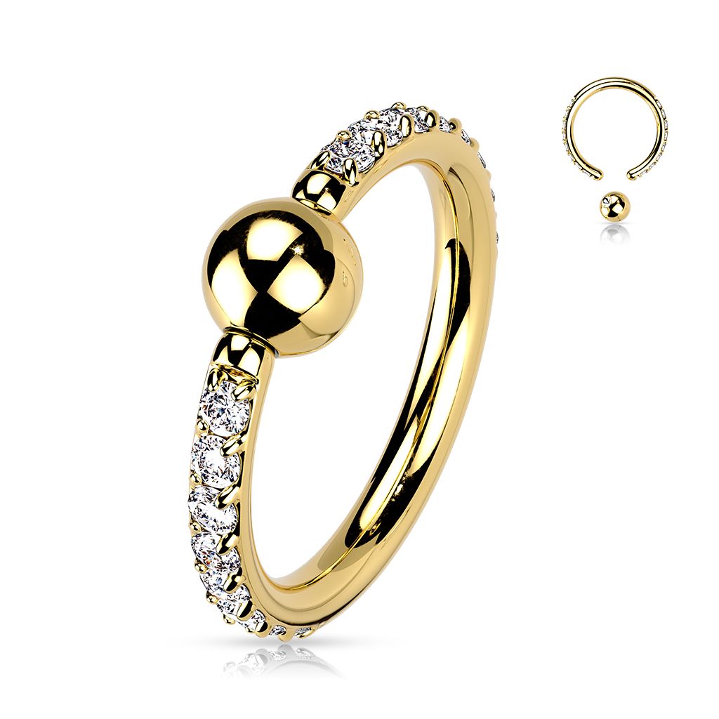 Ball Closure Piercing Ring aus Titan vergoldet