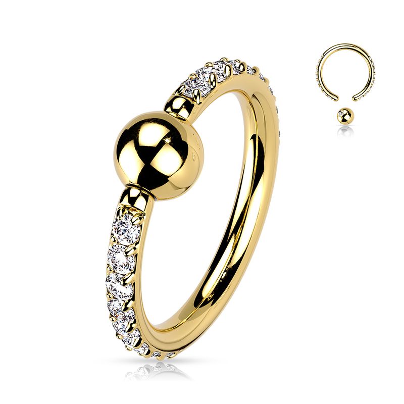 Ball Closure Piercing Ring aus Titan vergoldet