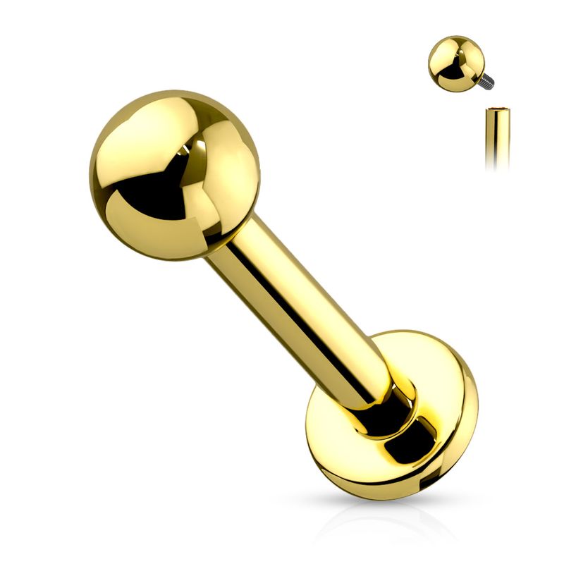 Labret aus Titan Innengewinde vergoldet