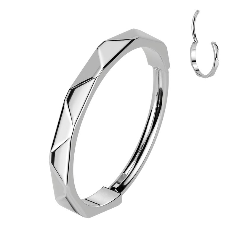Nasenring Segmentring aus Titan facettierte Seite silber