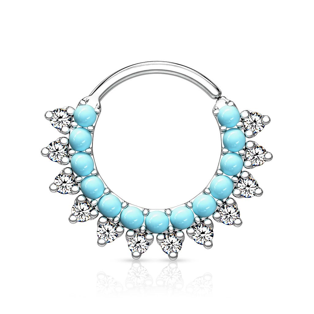 Septum Ring blauer Sonne silber