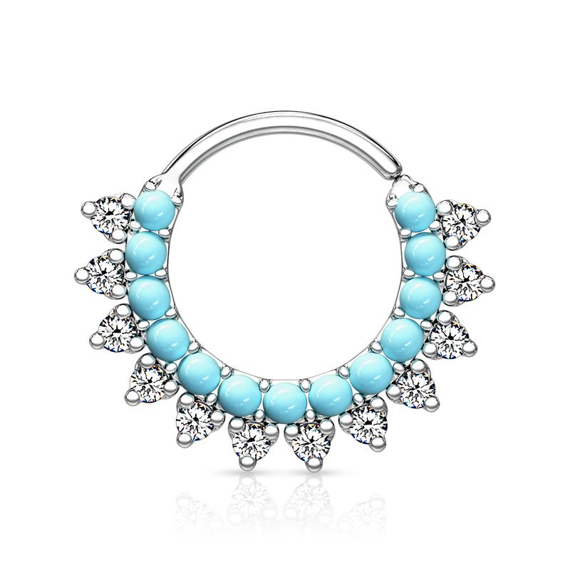 Septum Ring blauer Sonne silber