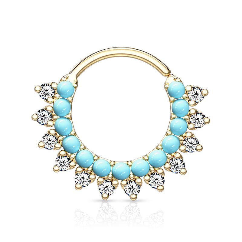 Septum Ring blauer Sonne 14K vergoldet