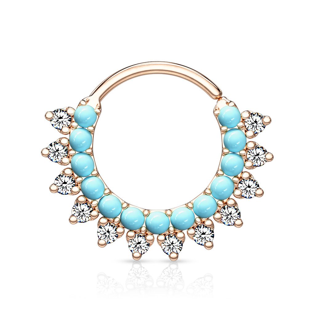 Septum Ring blauer Sonne 14K rosegold
