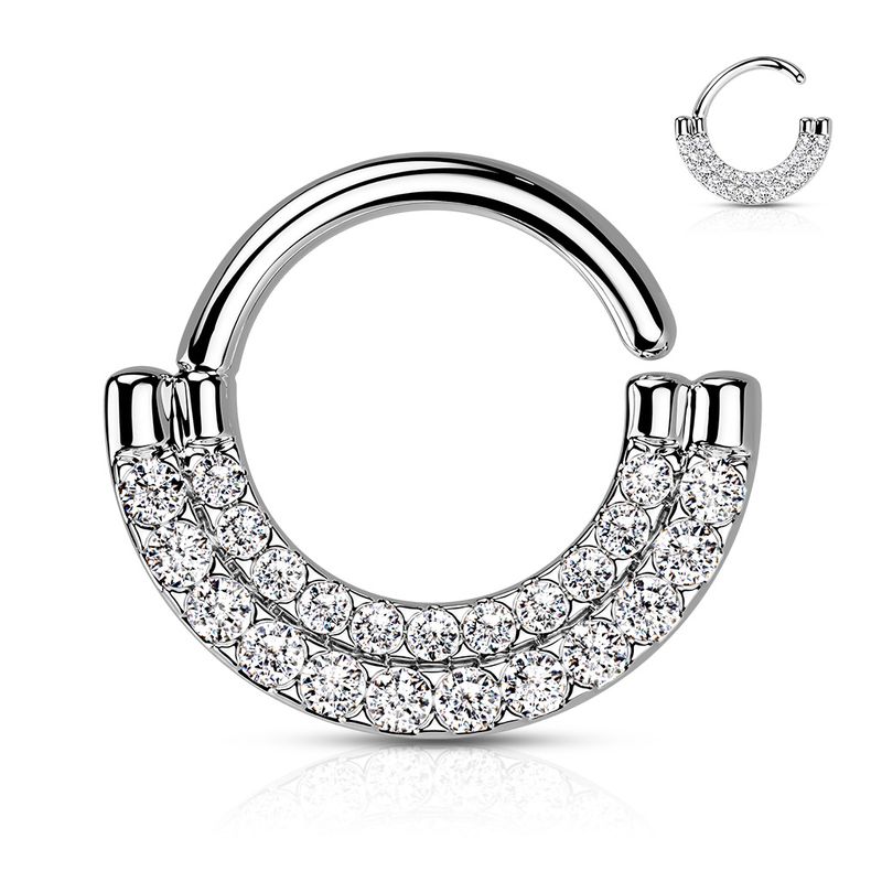 Septum Ring Doppelreihen CZ silber