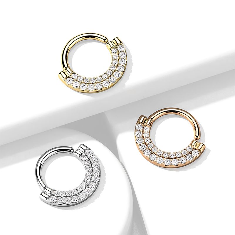 Septum Ring Doppelreihen CZ silber