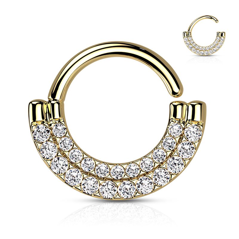 Septum Ring Doppelreihen CZ 14k Gold