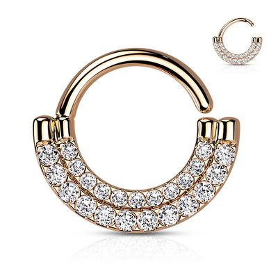 Septum Ring Doppelreihen CZ 14k rosegold