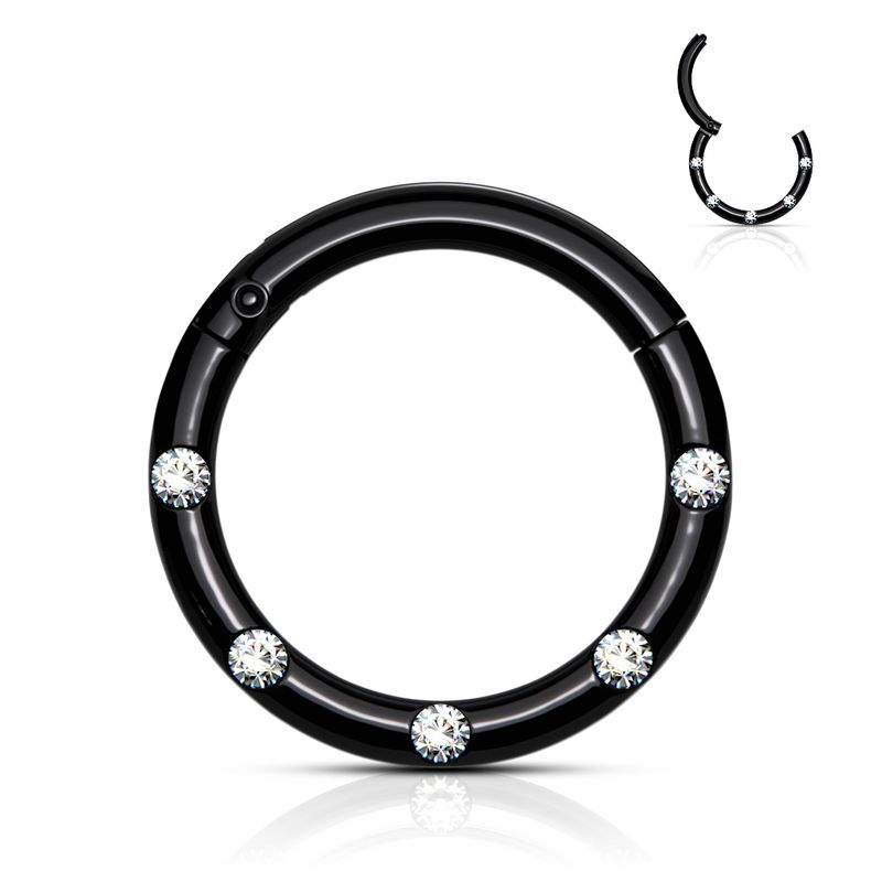 Segmentring mit Kristallen klappbar schwarz