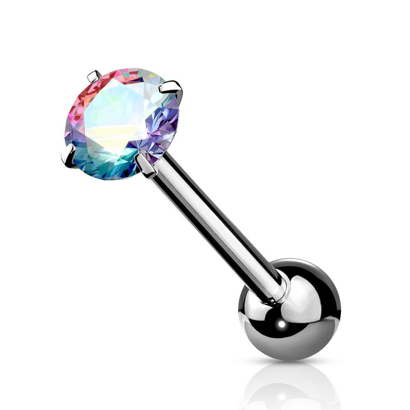 Zungenpiercing mit gefasstem Zirkonia AB