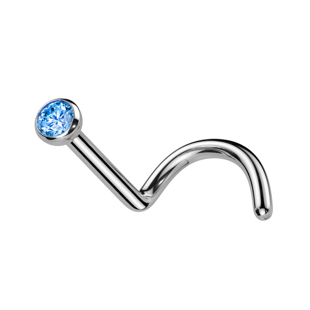 Nasenstecker aus Titan Kristall blau