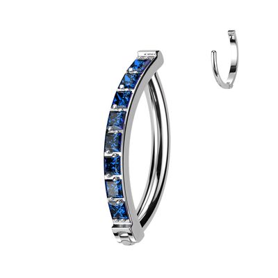 Bauchnabelpiercing Ring quadratische CZ blau