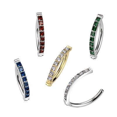 Bauchnabelpiercing Ring quadratische CZ grün