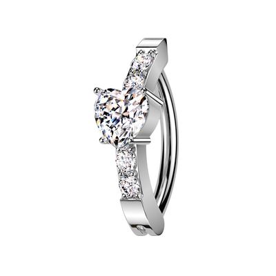 Bauchnabelpiercing Ring Herz silber