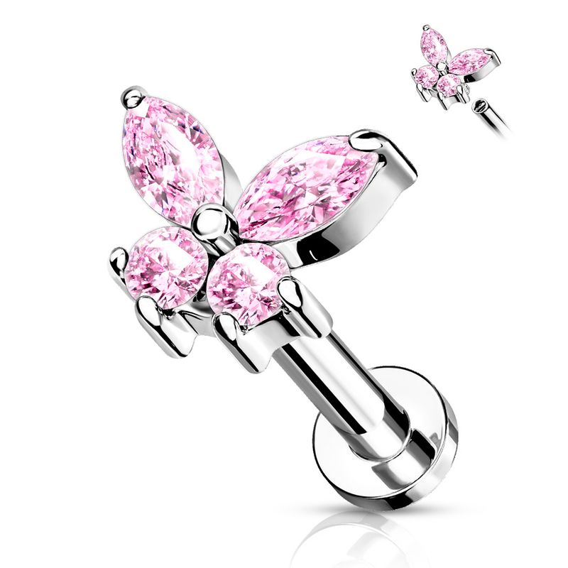 Labret Schmetterling pink