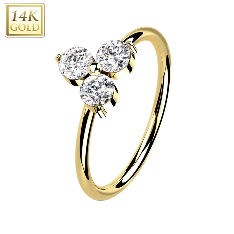 Nasenring Ohrpiercing 14K Gold Kleeblatt