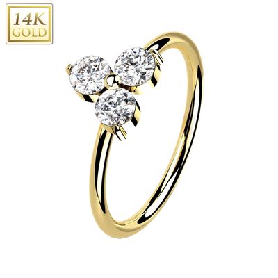 Nasenring Ohrpiercing 14K Gold Kleeblatt