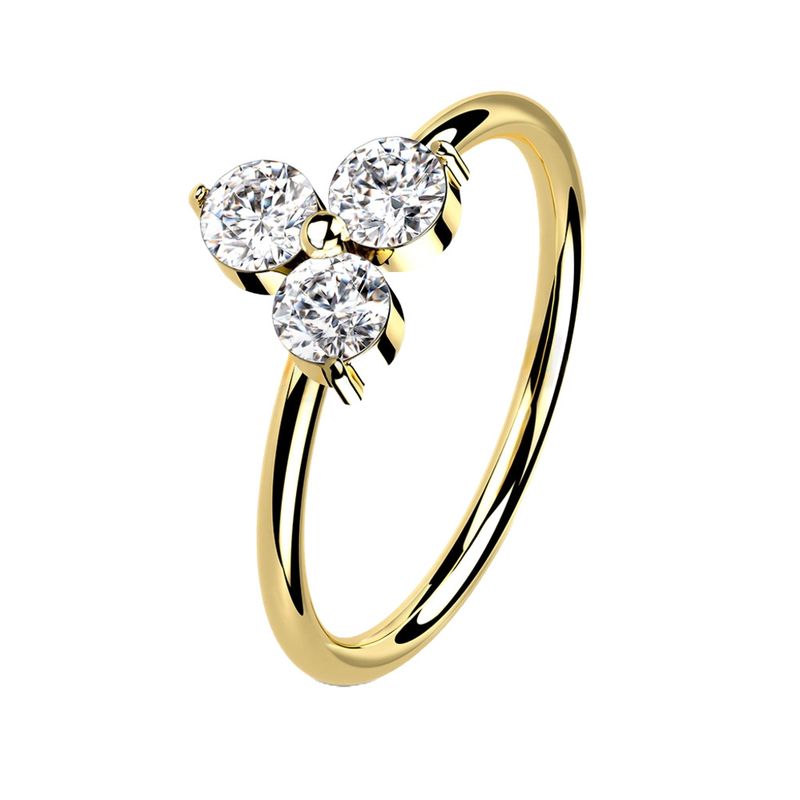 Nasenring Ohrpiercing 14K Gold Kleeblatt