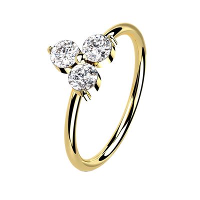 Nasenring Ohrpiercing 14K Gold Kleeblatt