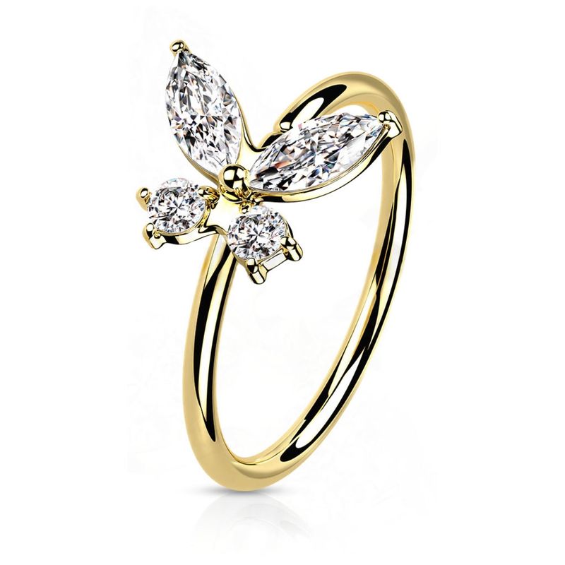 Nasenring Ohrpiercing 14K Gold Schmetterling