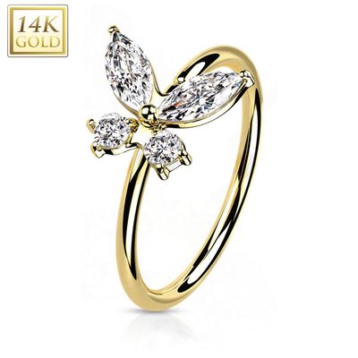 Nasenring Ohrpiercing 14K Gold Schmetterling