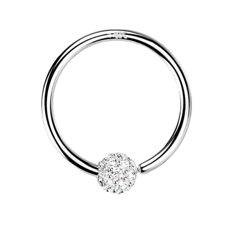 Continuous Ring aus 14K Weissgold CZ gepflasterte Kugeln