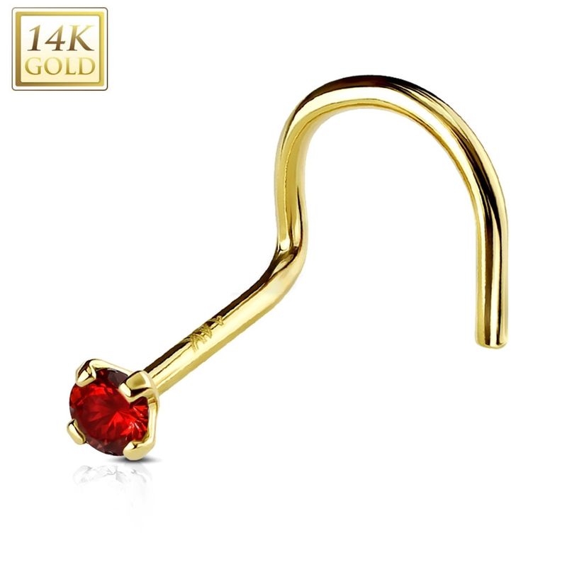 Nasenstecker 14K Gelbgold rot