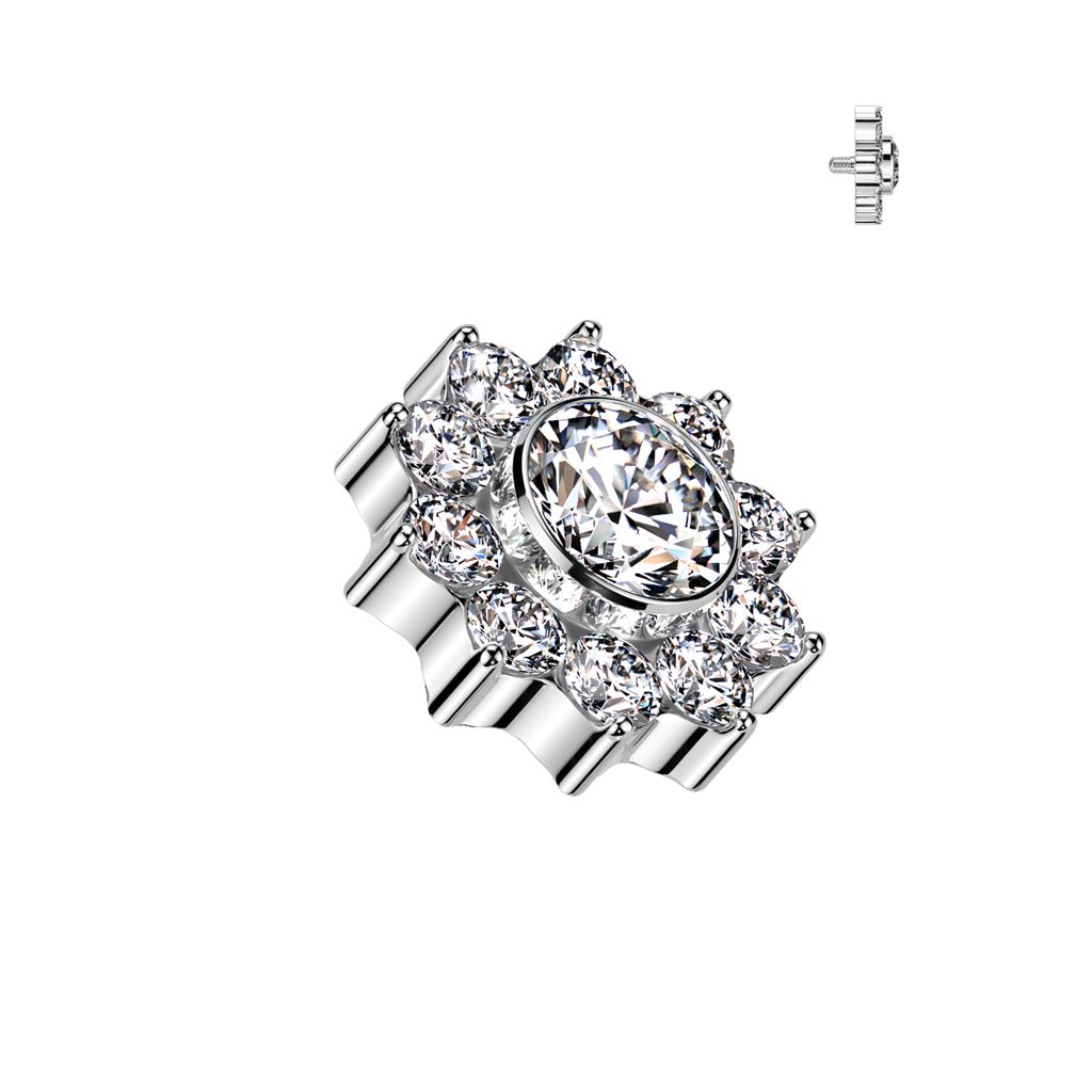 Scheibe aus Titan Blumenform silber