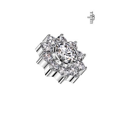 Scheibe aus Titan Blumenform silber