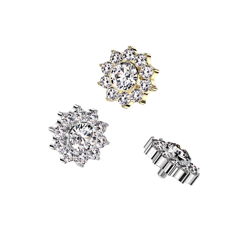 Scheibe aus Titan Blumenform silber