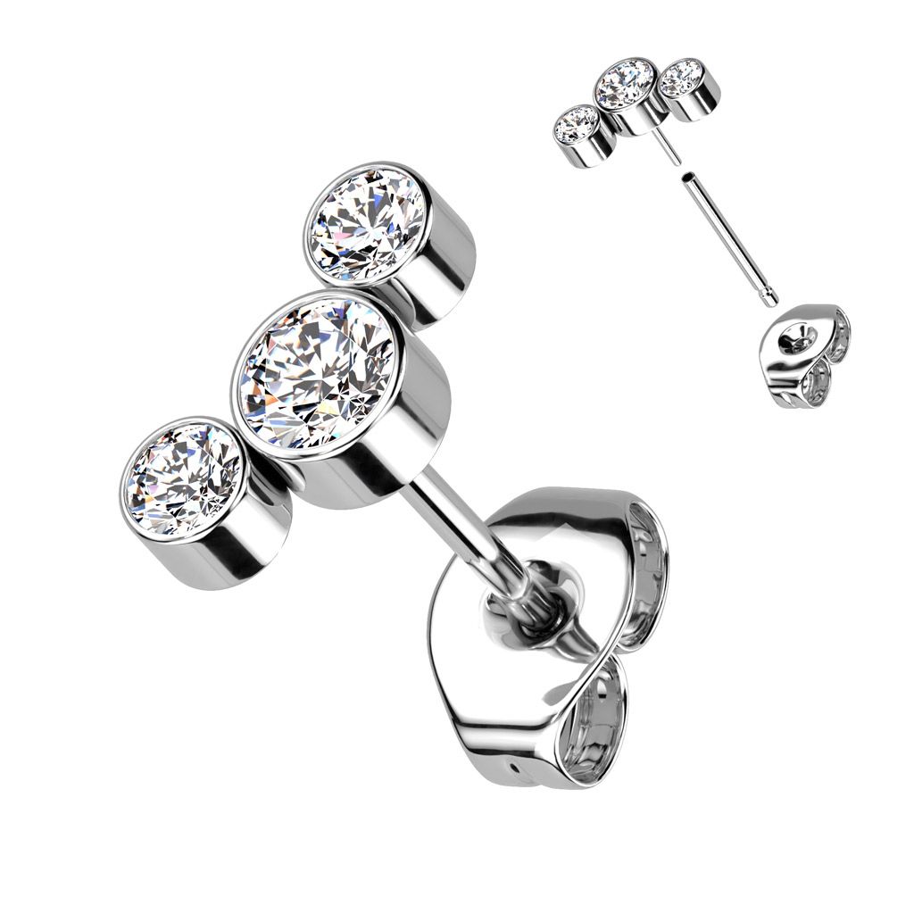 Ohrstecher aus Titan Swarovski weiss (Einzelstück)