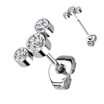 Ohrstecher aus Titan Swarovski weiss (Einzelstück)