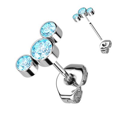 Ohrstecher aus Titan Swarovski aqua (Einzelstück)