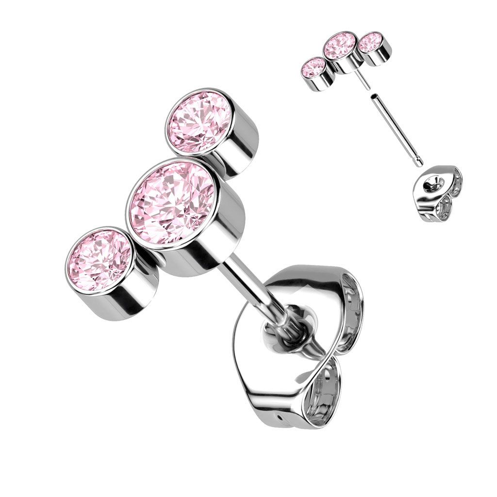 Ohrstecher aus Titan Swarovski pink (Einzelstück)