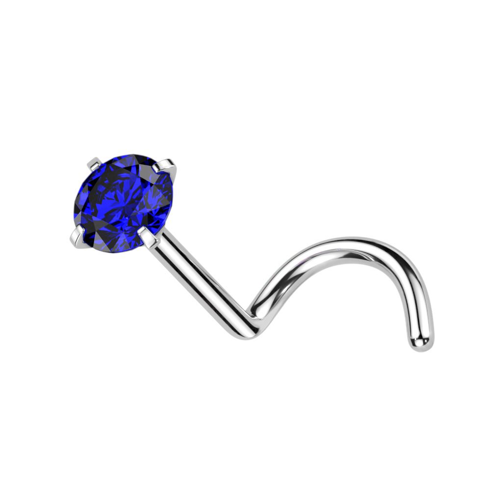 Nasenstecker aus Titan Kristallkugel blau